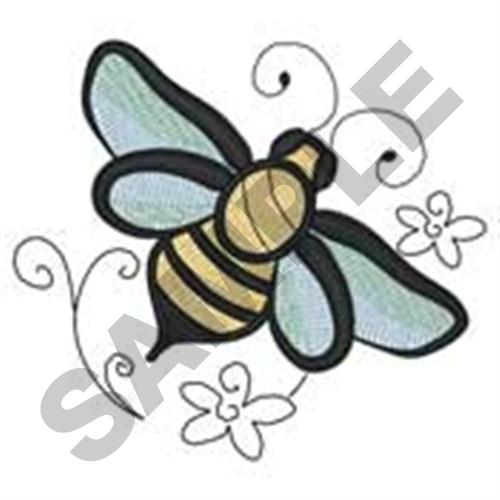Bee Swirls Machine Embroidery Design