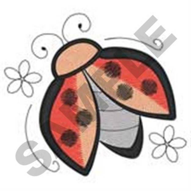 Picture of Ladybug Flower Machine Embroidery Design
