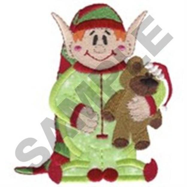 Picture of Elf In Pajamas Applique Machine Embroidery Design