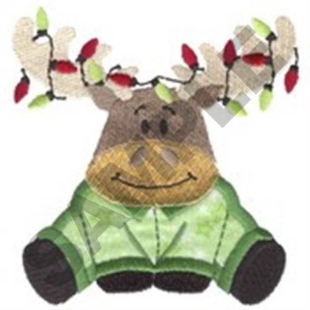 Picture of Moose In Pajamas Applique Machine Embroidery Design