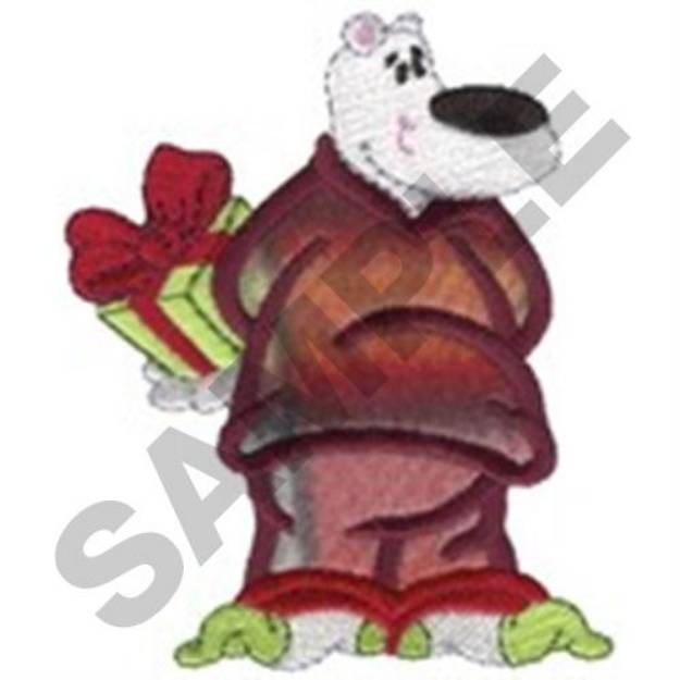 Picture of Polar Bear In Pajamas Applique Machine Embroidery Design