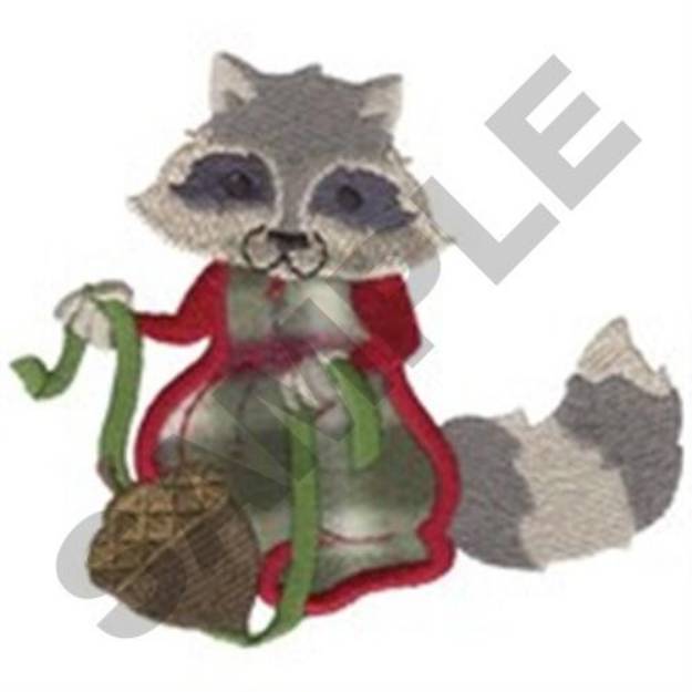 Picture of Raccoon In Pajamas Applique Machine Embroidery Design