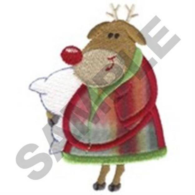 Picture of Reindeer In Pajamas Applique Machine Embroidery Design