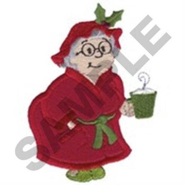 Picture of Mrs. Claus In Pajamas Applique Machine Embroidery Design
