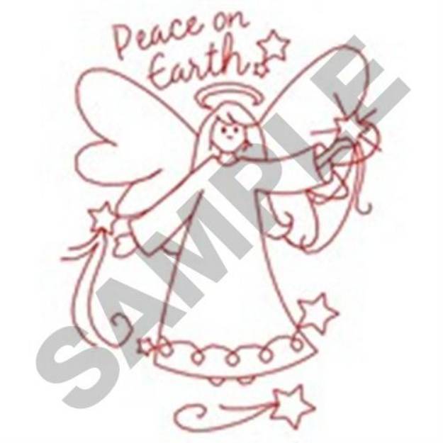 Picture of Redwork Christmas Angel Machine Embroidery Design