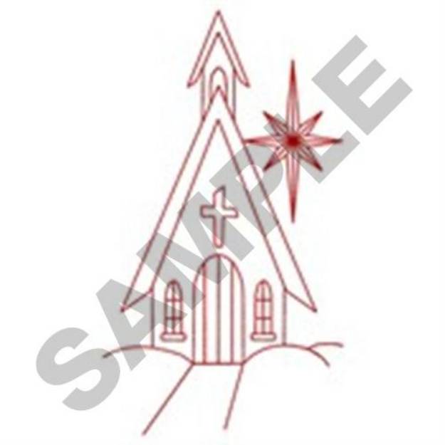 Picture of Redwork Christmas Church Machine Embroidery Design