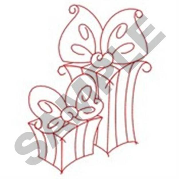 Picture of Redwork Christmas Presents Machine Embroidery Design