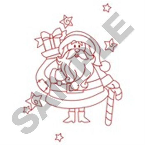 Redwork Santa Machine Embroidery Design