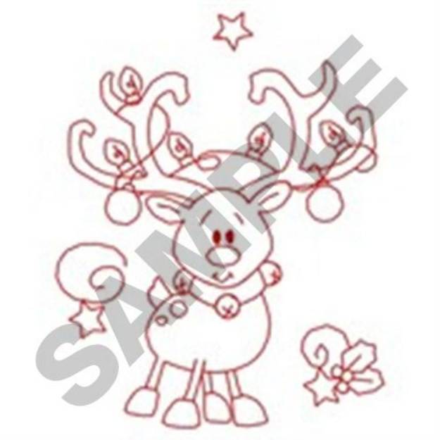 Picture of Redwork Reindeer Machine Embroidery Design