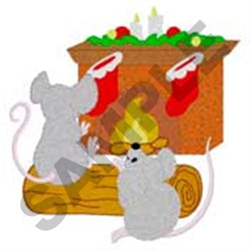 Fireside Mice Machine Embroidery Design
