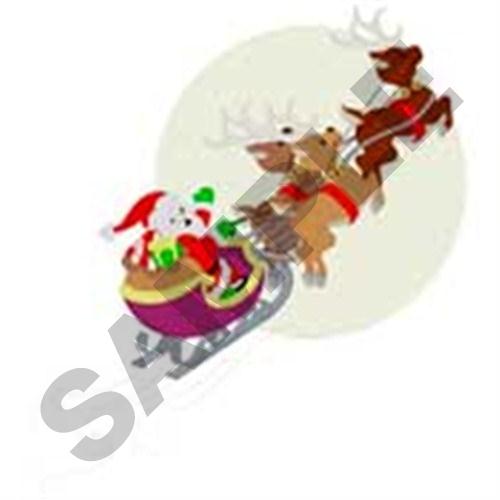 Santa Flying Machine Embroidery Design
