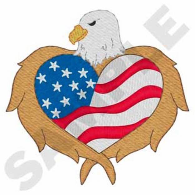 Picture of Eagle & Flag Heart Machine Embroidery Design