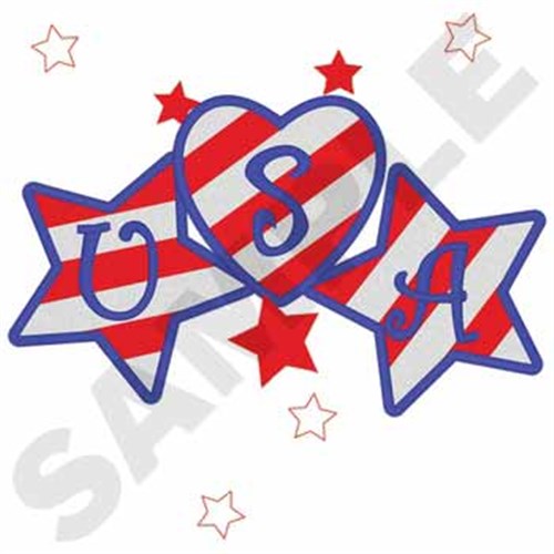 USA Stars Machine Embroidery Design