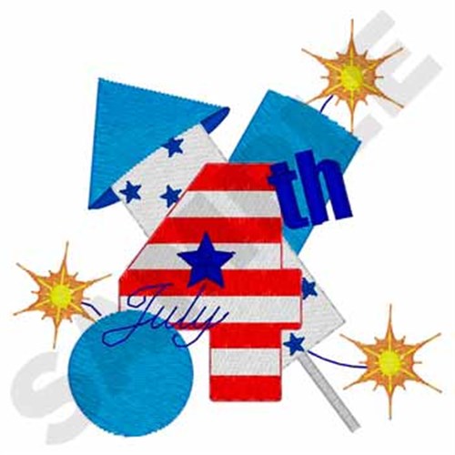 July 4th Fireworks Machine Embroidery Design