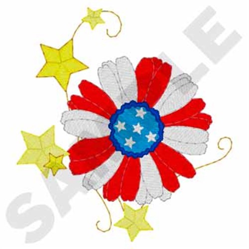 Patriotic Flower Machine Embroidery Design