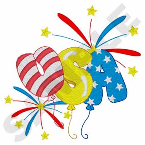 USA Balloons Machine Embroidery Design