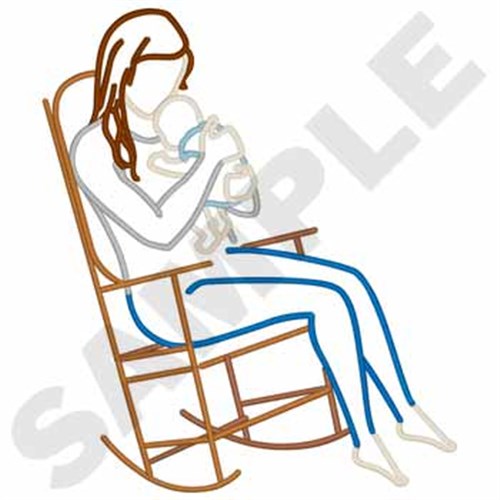 Mother and Child Machine Embroidery Design
