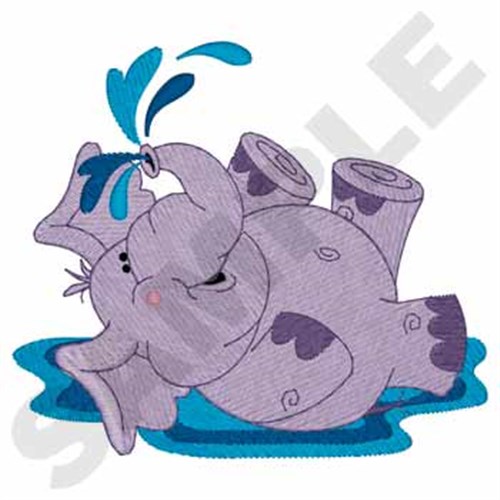 Elephant Squirting Water Machine Embroidery Design