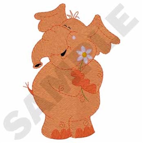 Elephant With Flower Machine Embroidery Design