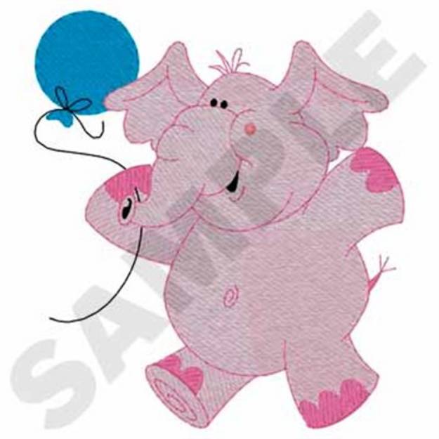 Picture of Elephant With Balloons Machine Embroidery Design