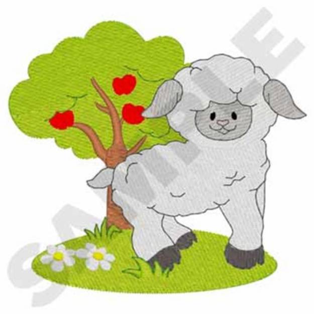Picture of Lamb With Apples Machine Embroidery Design