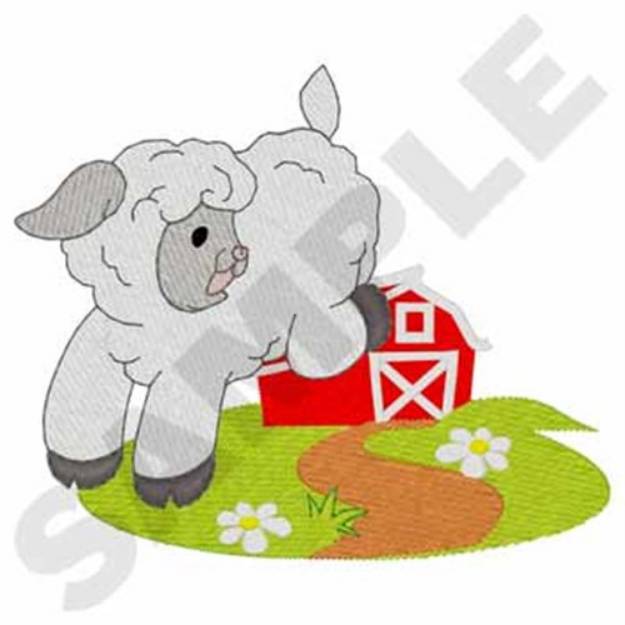 Picture of Lamb And Barn Machine Embroidery Design