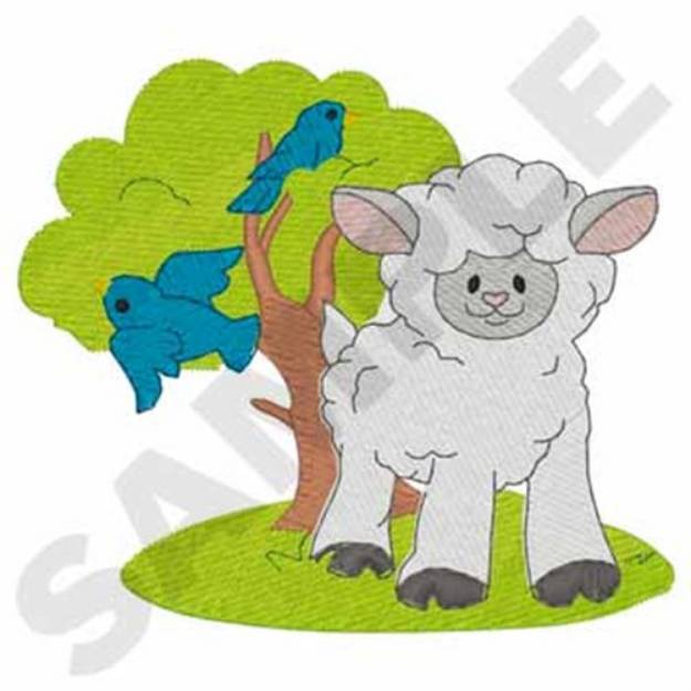 Picture of Lamb And Birds Machine Embroidery Design