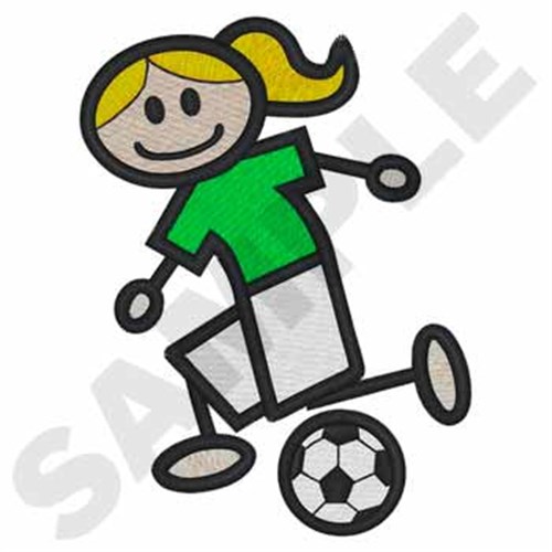 Stick Soccer Girl Machine Embroidery Design