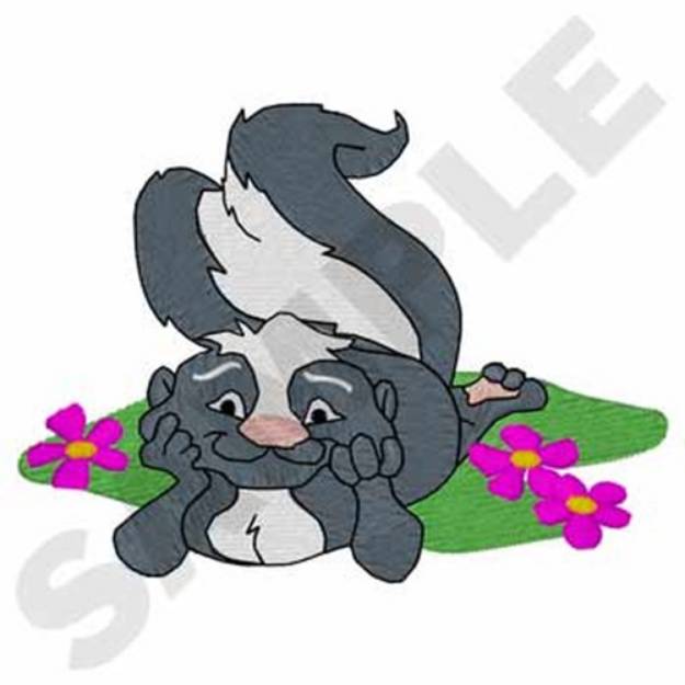 Picture of Lazy Daisy Skunk Machine Embroidery Design