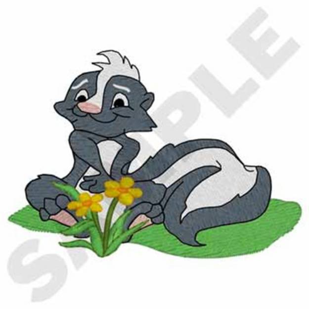 Picture of Skunk And Flowers Machine Embroidery Design