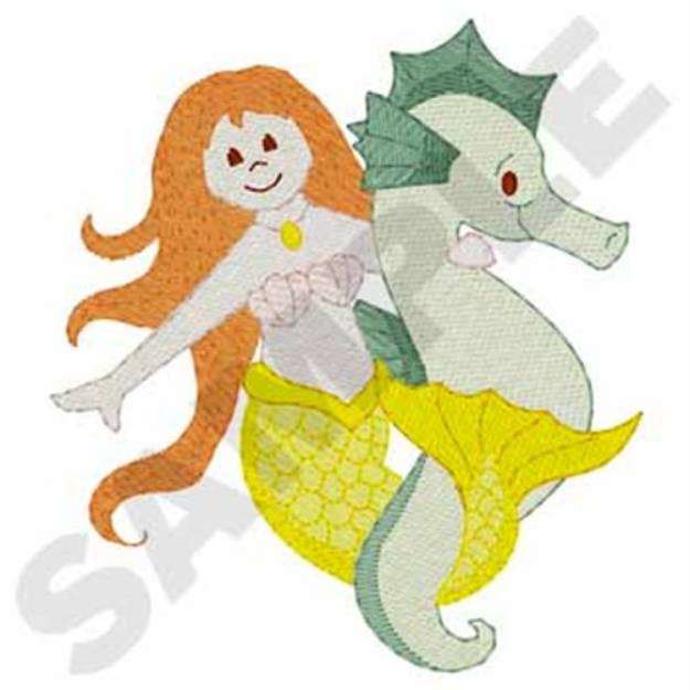 Picture of Mermaid & Seahorse Machine Embroidery Design