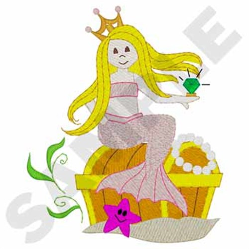 Mermaid & Treasure Machine Embroidery Design