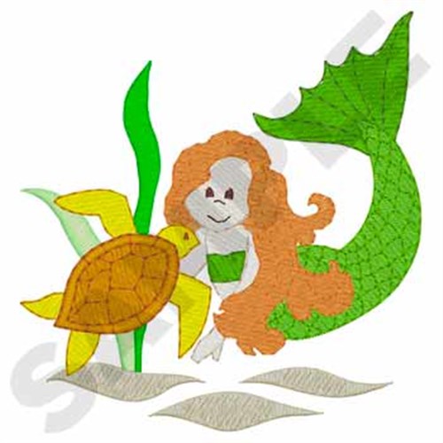 Mermaid & Turtle Machine Embroidery Design