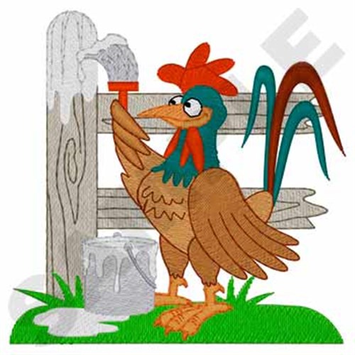 Rooster Painting Machine Embroidery Design