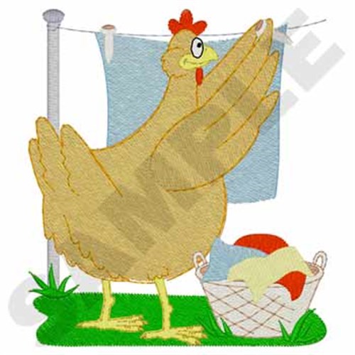 Chicken Hanging Clothes Machine Embroidery Design