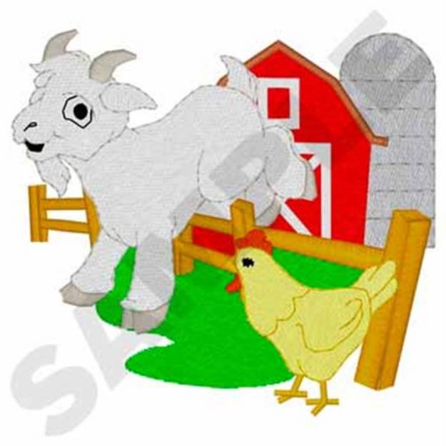 Picture of Goat Jumping Fence Machine Embroidery Design