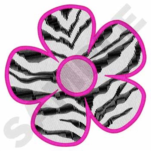 Zebra Print Flower Machine Embroidery Design