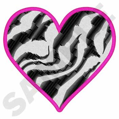 Zebra Print Heart Machine Embroidery Design