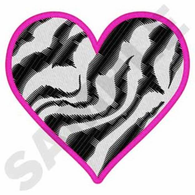 Picture of Zebra Print Heart Machine Embroidery Design