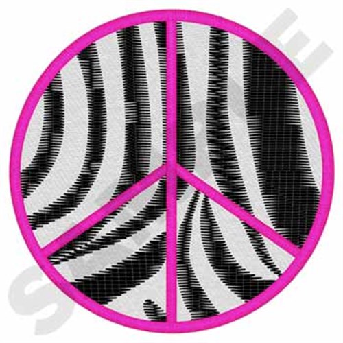 Zebra Peace Sign Machine Embroidery Design
