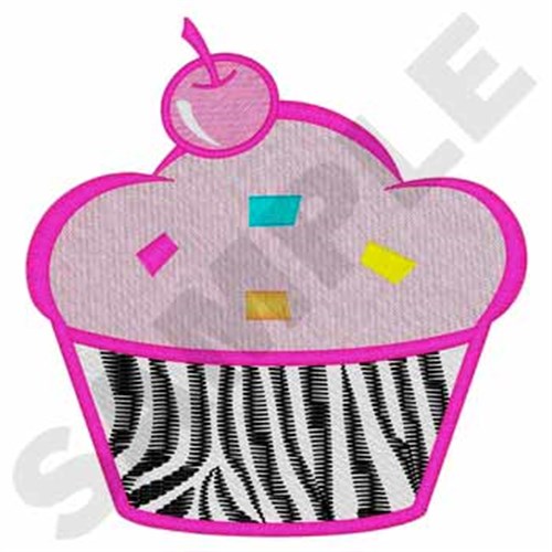 Zebra Print Cupcake Machine Embroidery Design