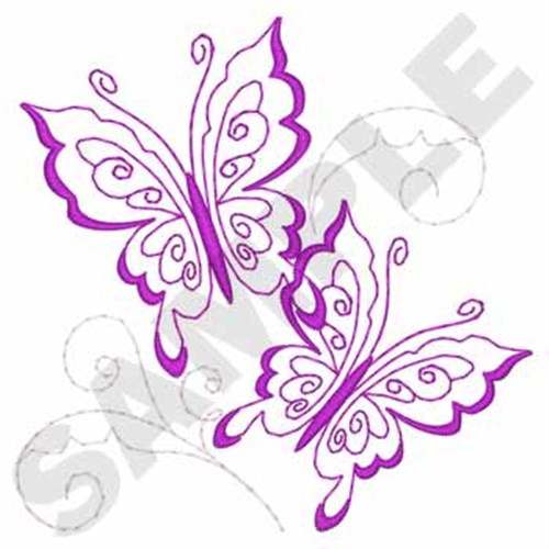 Butterflies Outline Machine Embroidery Design