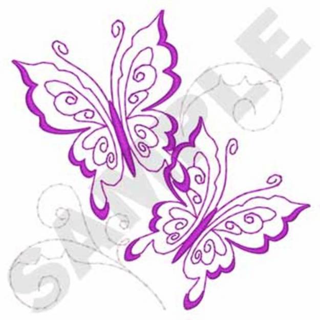 Picture of Butterflies Outline Machine Embroidery Design
