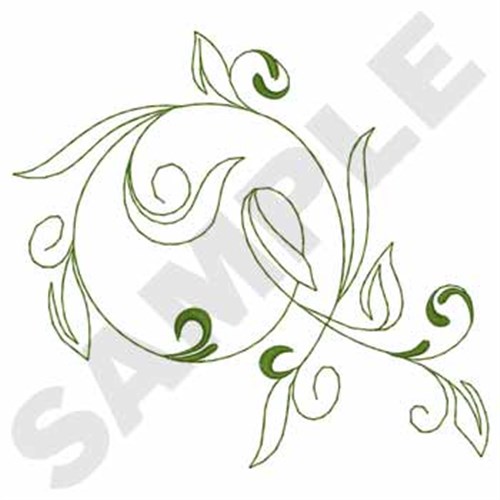 Leaf Scroll Outline Machine Embroidery Design