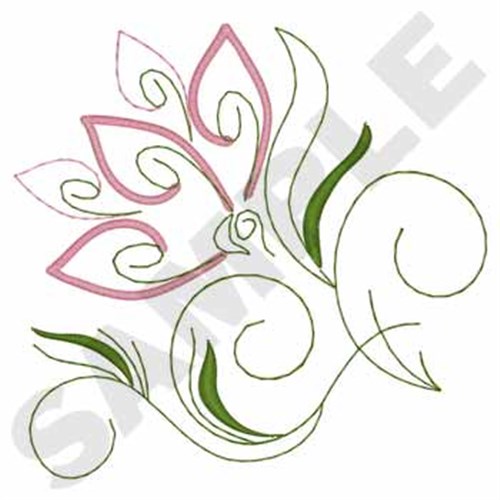 Flower Scroll Outline Machine Embroidery Design