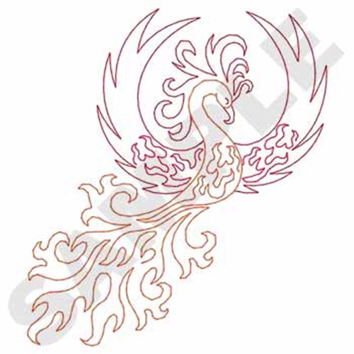 Phoenix Scroll Outline Machine Embroidery Design