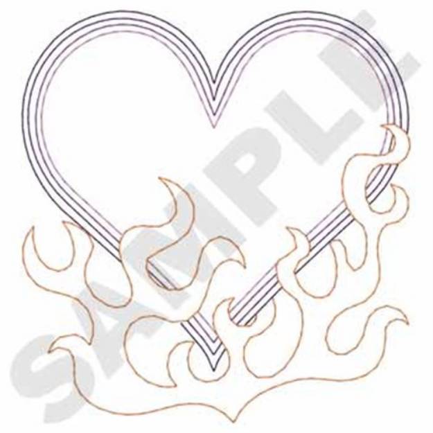 Picture of Burning Heart Outline Machine Embroidery Design