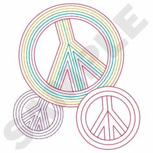 Peace Signs Outline Machine Embroidery Design