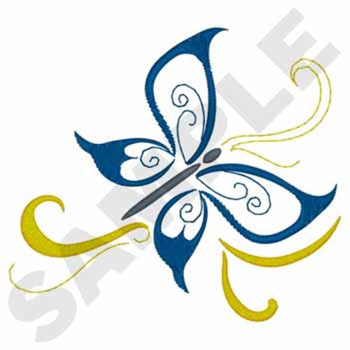 Butterfly Scroll Outline Machine Embroidery Design