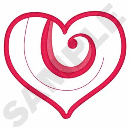 Heart Scroll Outline Machine Embroidery Design